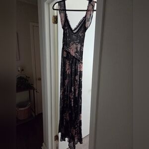 Sheer Black Floral Maxi Dress